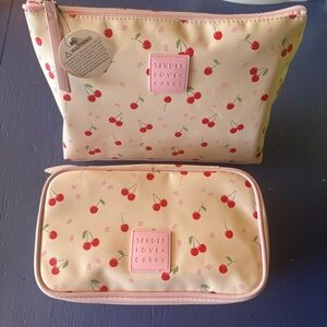 Tender Love Carry Cherry Print Cosmetic Bags Set of 2